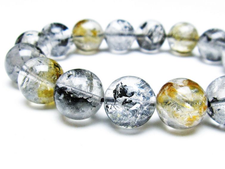 エレスチャルクォーツ ブレスレット 13mm ブラックエレスチャル 一点物 111-37861