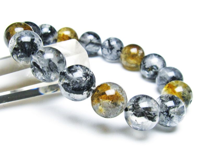 エレスチャルクォーツ ブレスレット 13mm ブラックエレスチャル 一点物 111-37862