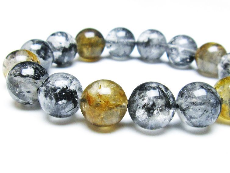 エレスチャルクォーツ ブレスレット 13mm ブラックエレスチャル 一点物 111-37862