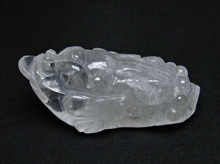 水晶 手彫り 置物 キンセン 金蟾 一点物 144-142