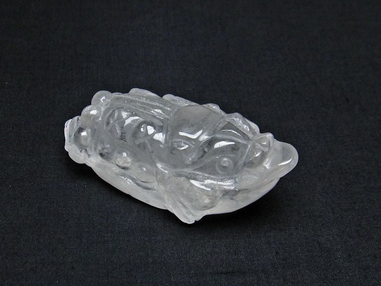 水晶 手彫り 置物 キンセン 金蟾 一点物 144-149