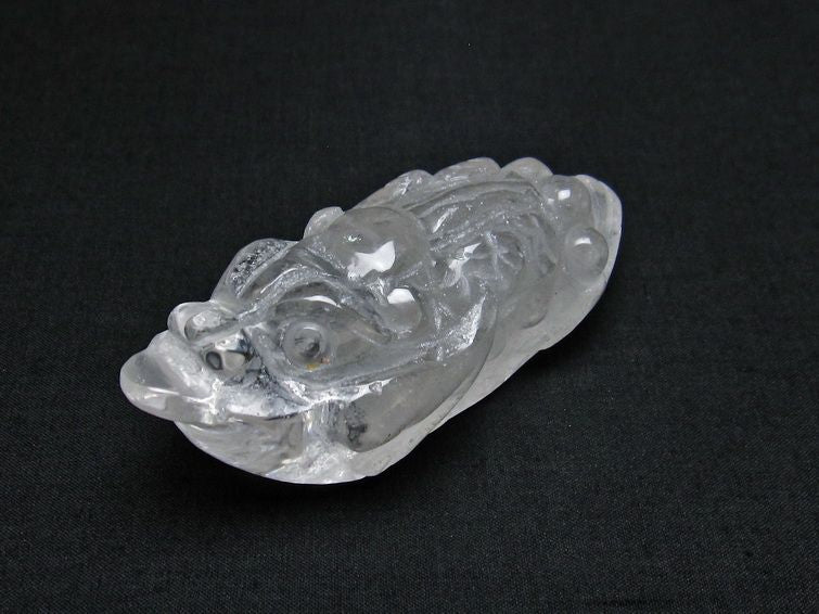 水晶 手彫り 置物 キンセン 金蟾 一点物 144-169