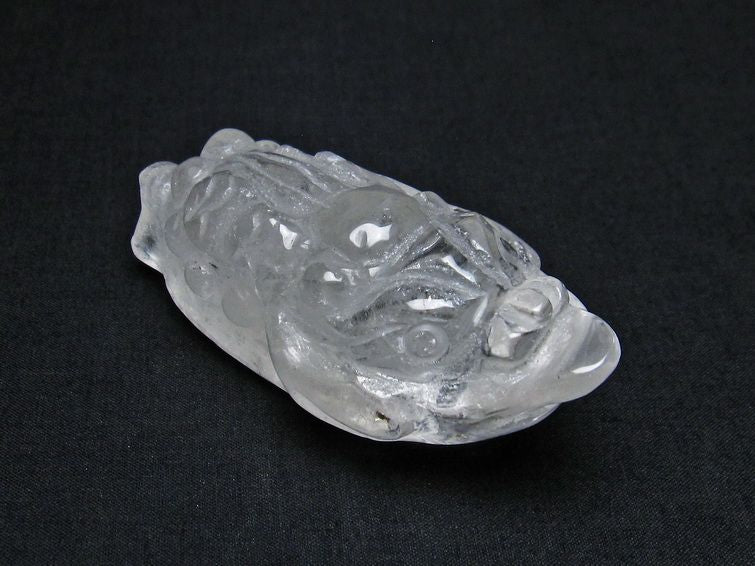 水晶 手彫り 置物 キンセン 金蟾 一点物 144-169