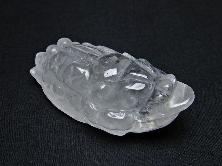 水晶 手彫り 置物 キンセン 金蟾 一点物 144-175