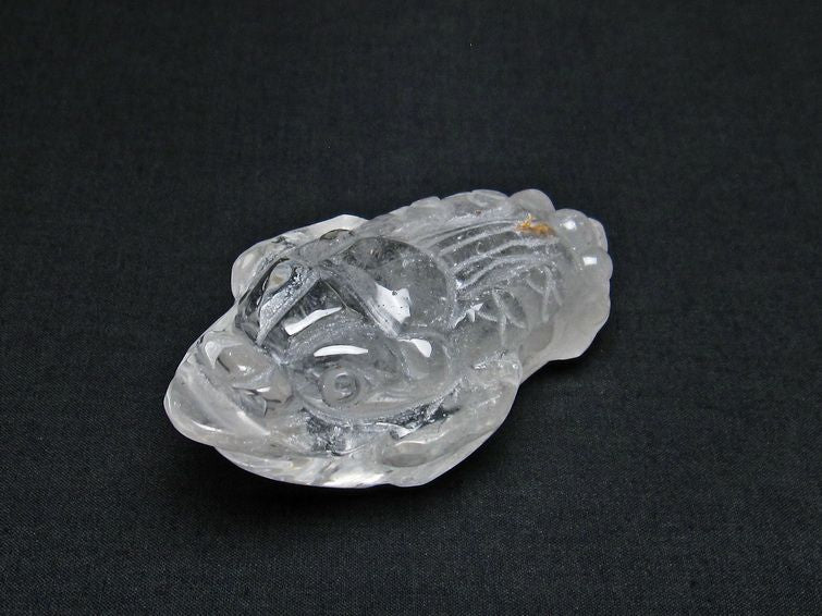 水晶 手彫り 置物 キンセン 金蟾 一点物 144-178