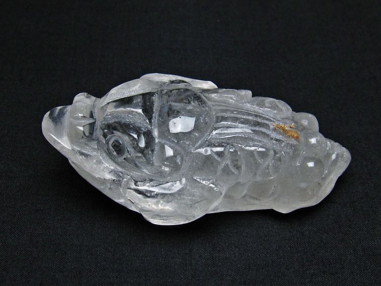 水晶 手彫り 置物 キンセン 金蟾 一点物 144-178