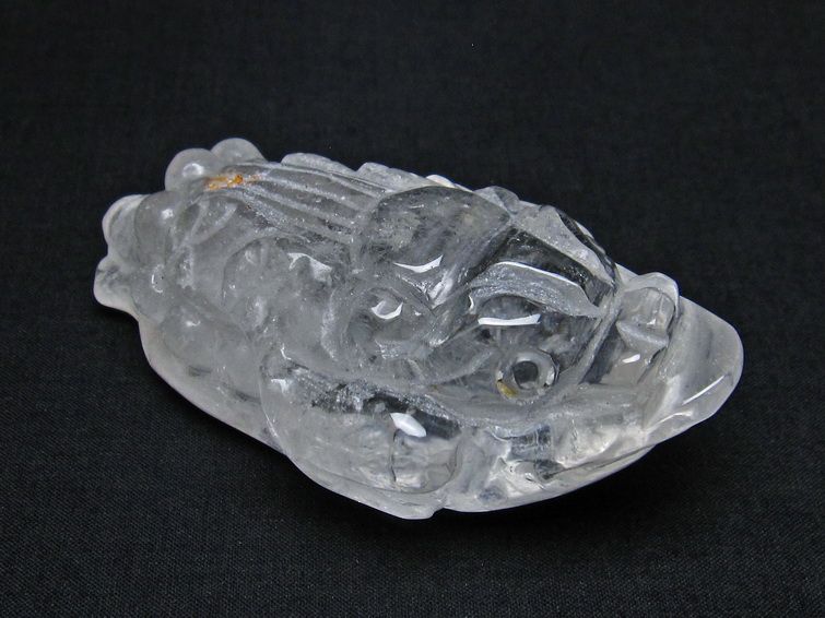 水晶 手彫り 置物 キンセン 金蟾 一点物 144-178