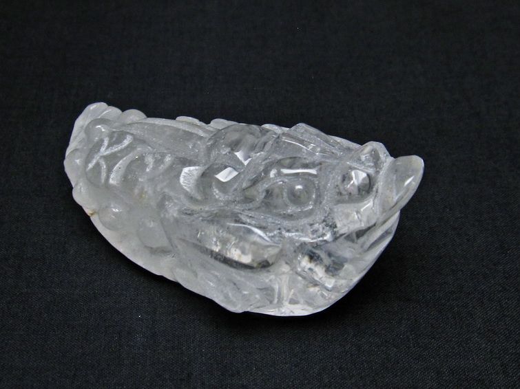 水晶 手彫り 置物 キンセン 金蟾 一点物 144-179