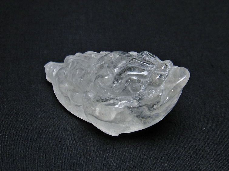 水晶 手彫り 置物 キンセン 金蟾 一点物 144-181