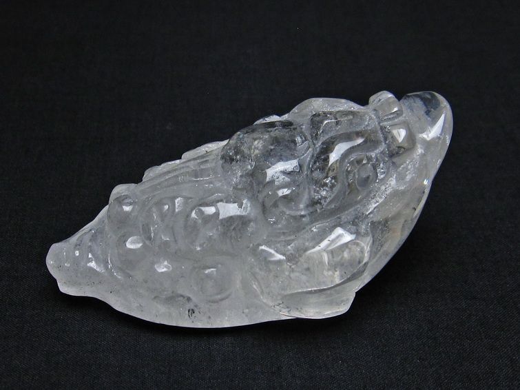 水晶 手彫り 置物 キンセン 金蟾 一点物 144-181