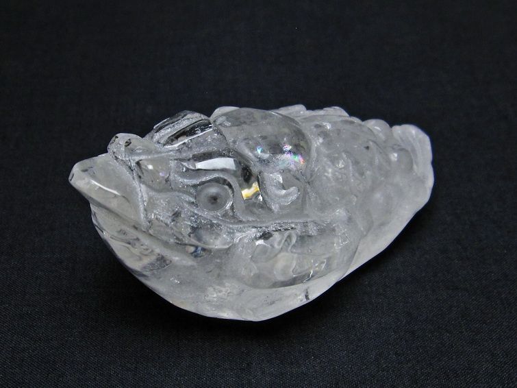 水晶 手彫り 置物 キンセン 金蟾 一点物 144-181