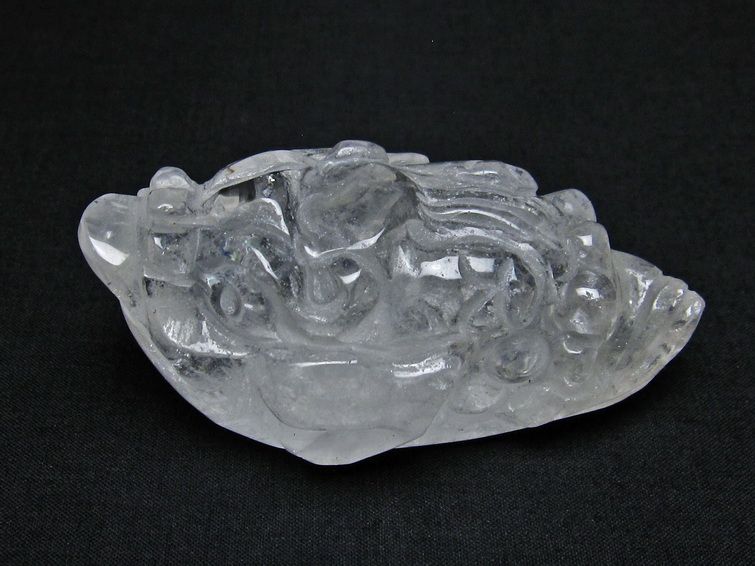 水晶 手彫り 置物 キンセン 金蟾 一点物 144-191