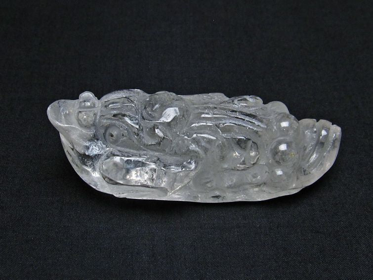 水晶 手彫り 置物 キンセン 金蟾 一点物 144-192