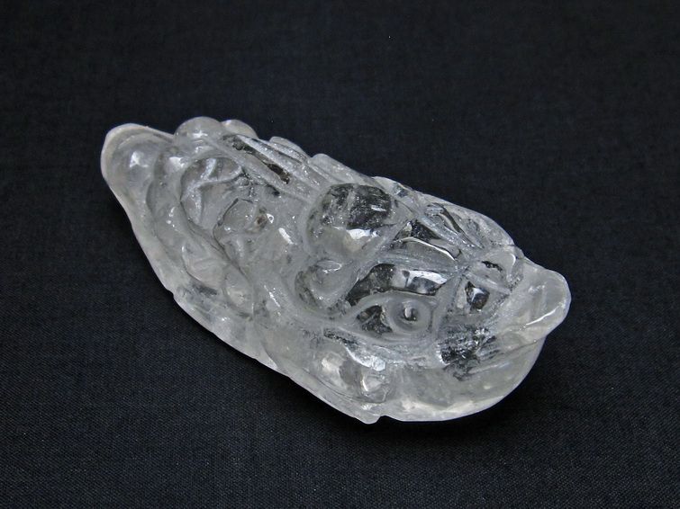 水晶 手彫り 置物 キンセン 金蟾 一点物 144-192