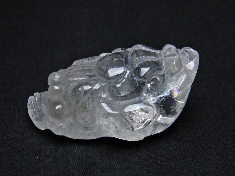 水晶 手彫り 置物 キンセン 金蟾 一点物 144-198