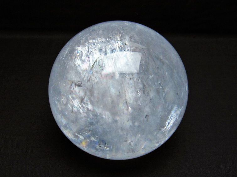 1.1Kg カルサイト 丸玉 虹入り 91mm ホワイトカルサイト スフィア 一点物 151-4958