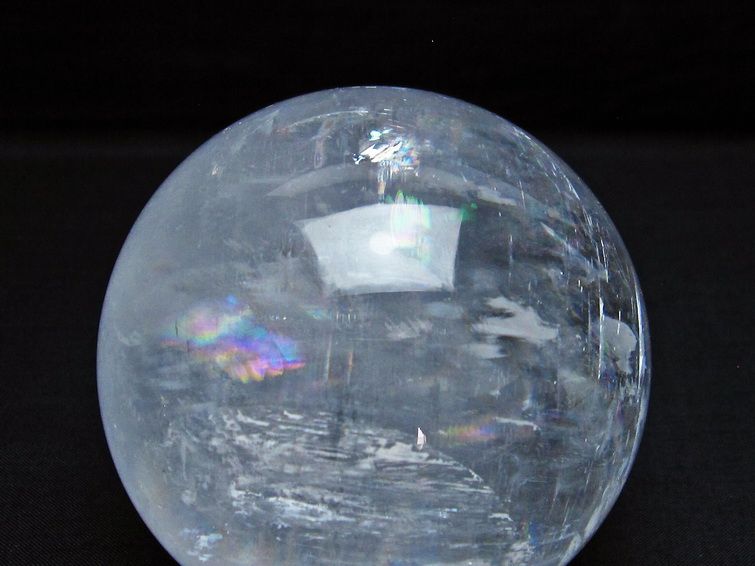 カルサイト 丸玉 虹入り 88mm ホワイトカルサイト スフィア 一点物 151-4981