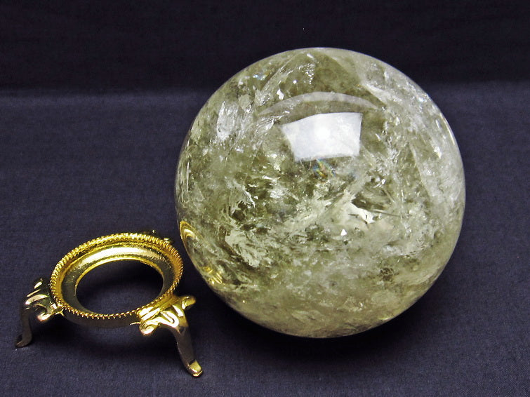 1.1Kg シトリンクォーツ 丸玉 虹入り 90mm シトリン スフィア 一点物 151-5568