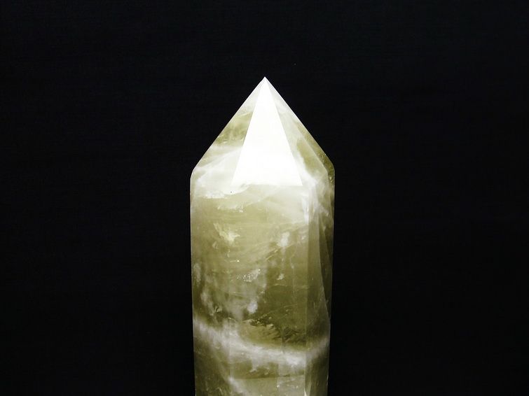 1.1Kg シトリンクォーツ 六角柱 シトリン ポイント 置物 原石 台座付属 一点物 152-2359