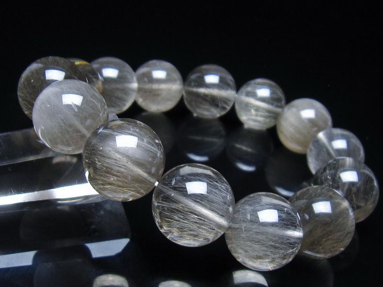 プラチナルチル ブレスレット ルチルクォーツ キャッツアイ 16mm 一点物 199-251