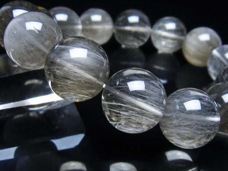 プラチナルチル ブレスレット ルチルクォーツ キャッツアイ 16mm 一点物 199-251