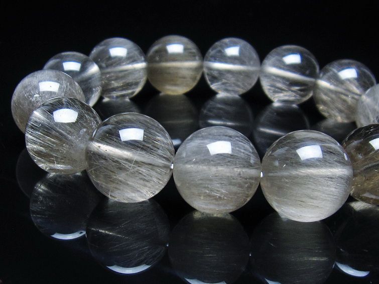 プラチナルチル ブレスレット ルチルクォーツ キャッツアイ 16mm 一点物 199-251