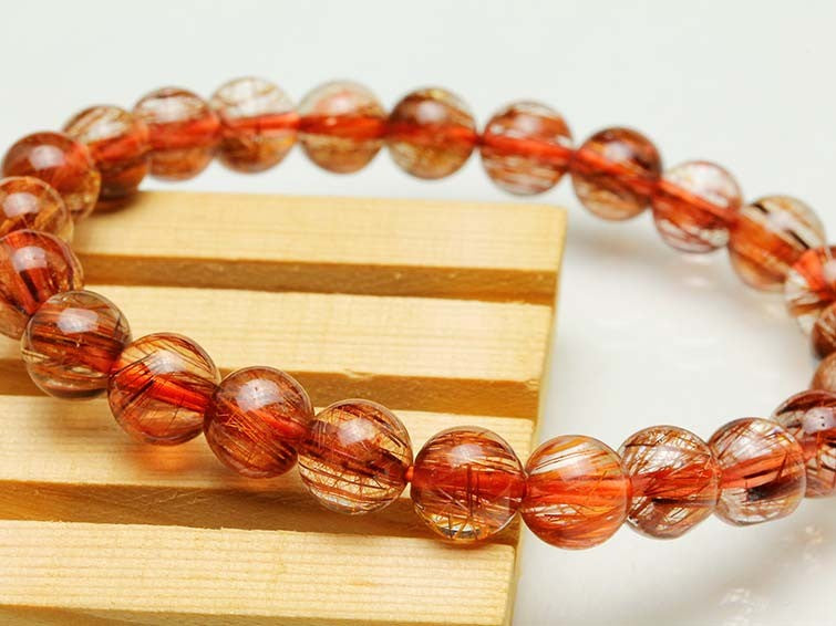 ルチルクォーツ ブレスレット キャッツアイ 8mm 一点物 111-10987