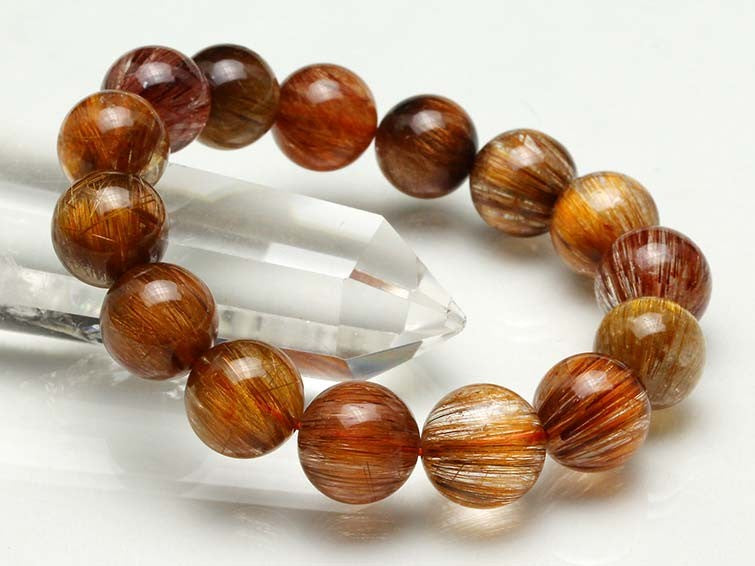 ルチルクォーツ ブレスレット キャッツアイ 14mm 一点物 111-10995