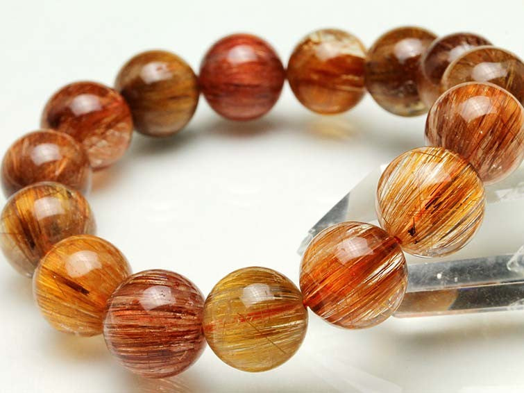 ルチルクォーツ ブレスレット キャッツアイ 14mm 一点物 111-10995