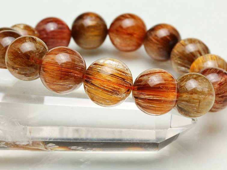ルチルクォーツ ブレスレット キャッツアイ 14mm 一点物 111-10995