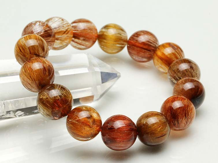 ルチルクォーツ ブレスレット キャッツアイ 14mm 一点物 111-10995