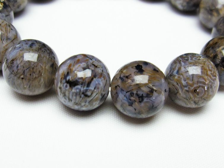 ルチルインアゲート ブレスレット 15mm 一点物 111-11154