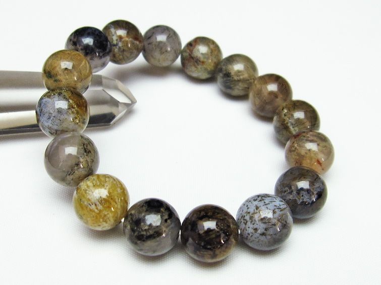 ルチルインアゲート ブレスレット 13mm 一点物 111-11196