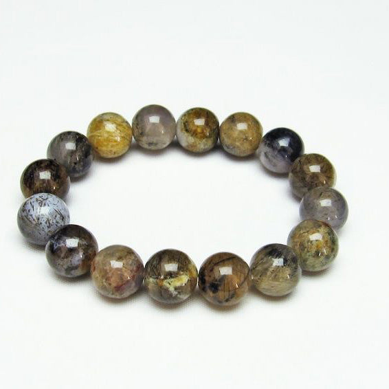 ルチルインアゲート ブレスレット 13mm 一点物 111-11196
