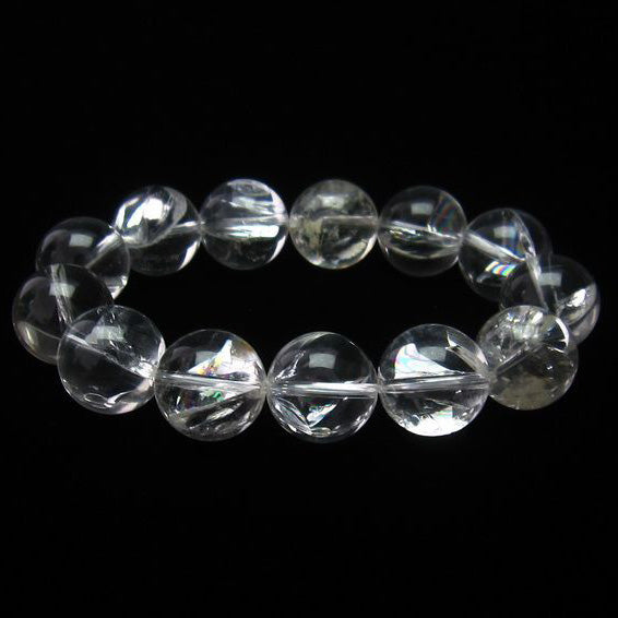 天然石ブレスレット②アイリスアメジスト虹入り水晶 アイリスクォーツ 水晶 ブレスレット 虹入り 17mm 一点物 111-11270