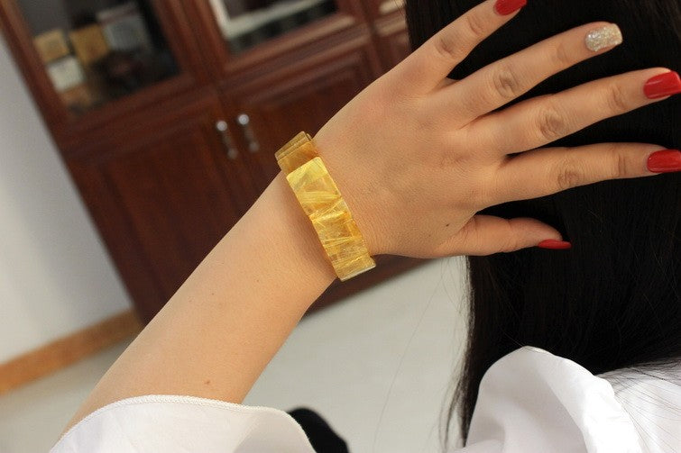 ゴールドタイチンルチルクォーツ バングル 一点物 111-122