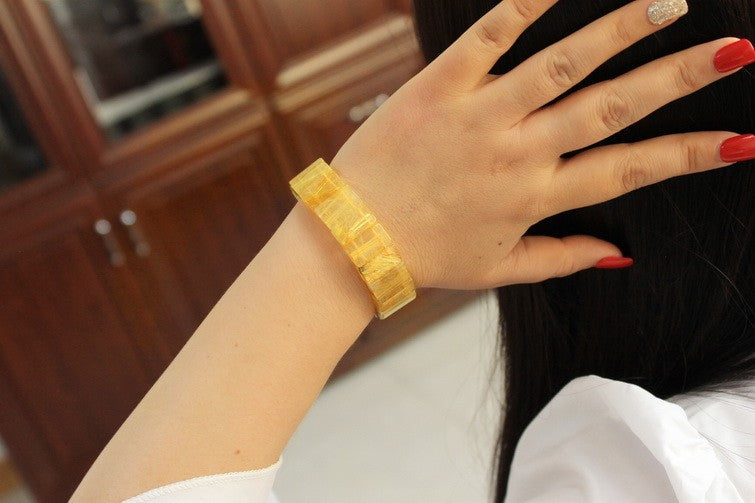 ゴールドタイチンルチルクォーツ バングル 一点物 111-124