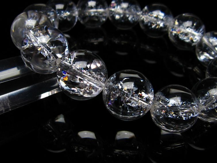 水晶 ブレスレット 虹入り ブレス アイリスクォーツ 16mm 一点物 111-17192