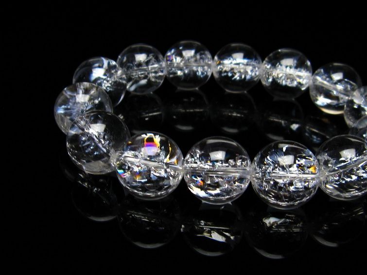 水晶 ブレスレット 虹入り ブレス アイリスクォーツ 16mm 一点物 111-17192