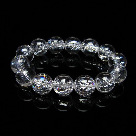 水晶 ブレスレット 虹入り ブレス アイリスクォーツ 16mm 一点物 111-17192
