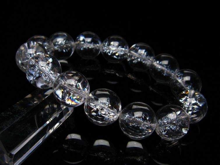 水晶 ブレスレット 虹入り ブレス アイリスクォーツ 16mm 一点物 111-17193