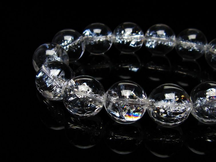 水晶 ブレスレット 虹入り ブレス アイリスクォーツ 16mm 一点物 111-17193