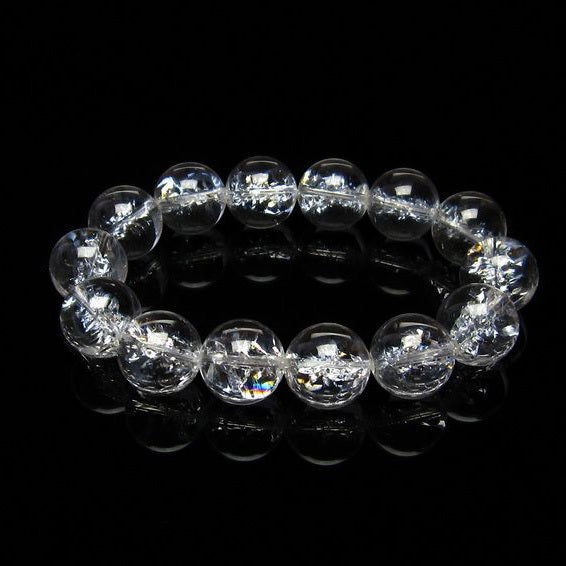 水晶 ブレスレット 虹入り ブレス アイリスクォーツ 16mm 一点物 111-17193