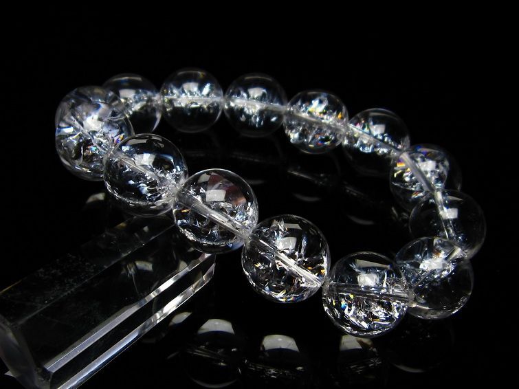 水晶 ブレスレット 虹入り ブレス アイリスクォーツ 16mm 一点物 111-17194