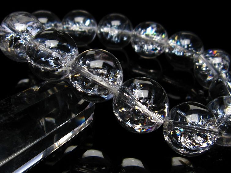 水晶 ブレスレット 虹入り ブレス アイリスクォーツ 16mm 一点物 111-17194