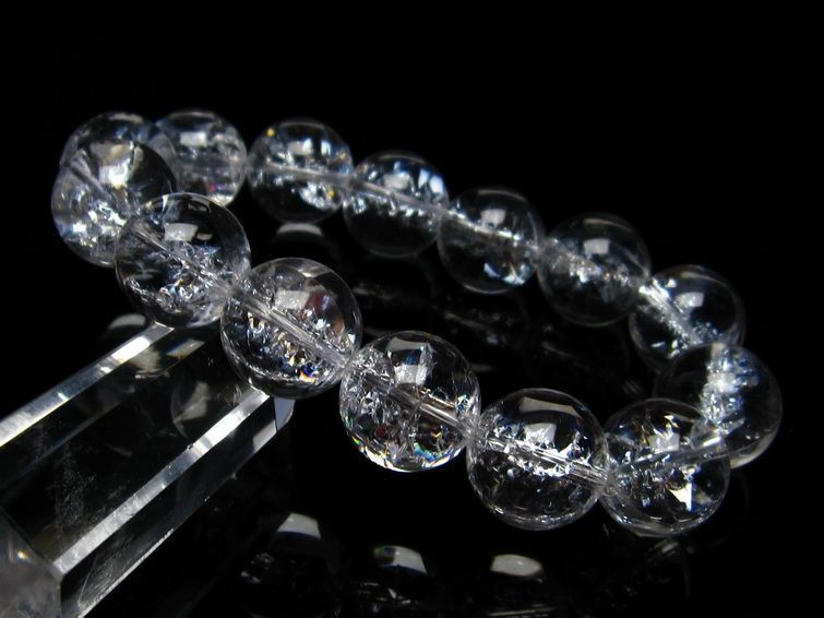 水晶 ブレスレット 虹入り ブレス アイリスクォーツ 16mm 一点物 111-17197