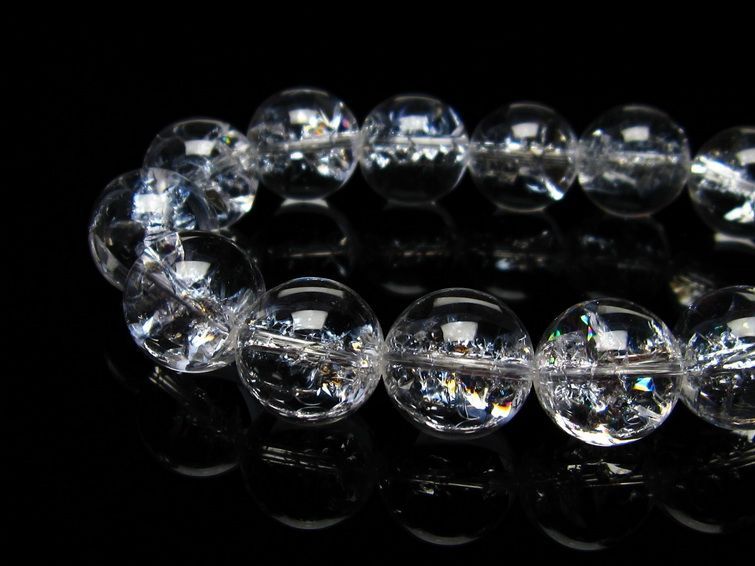 水晶 ブレスレット 虹入り ブレス アイリスクォーツ 16mm 一点物 111-17197