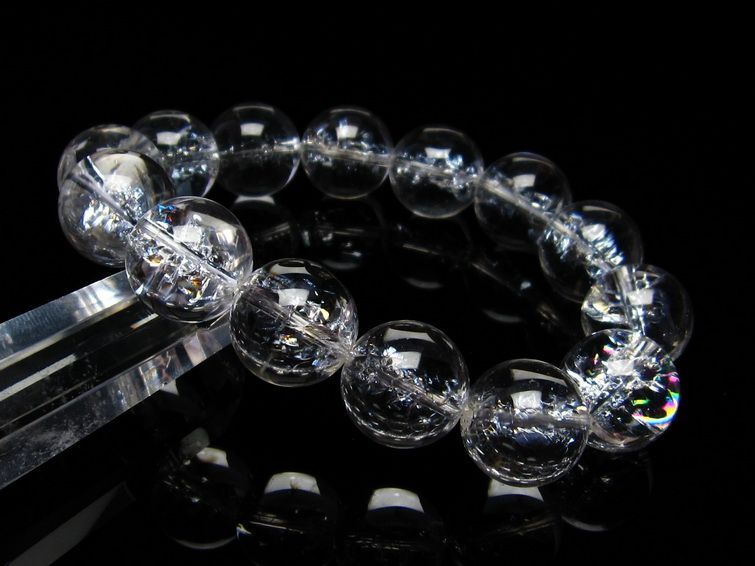 水晶 ブレスレット 虹入り ブレス アイリスクォーツ 16mm 一点物 111-17198