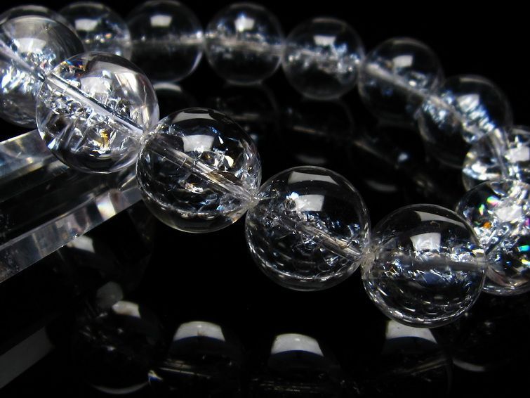 水晶 ブレスレット 虹入り ブレス アイリスクォーツ 16mm 一点物 111-17198