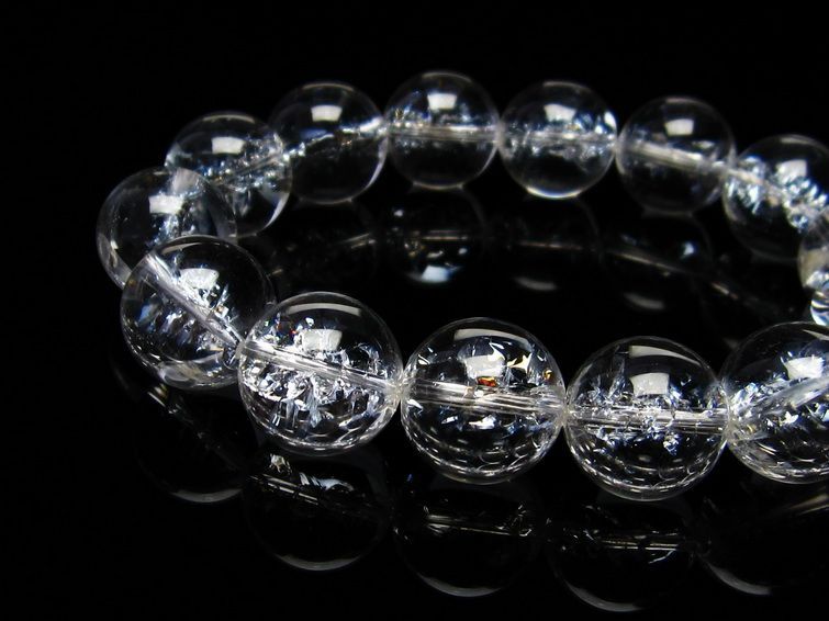 水晶 ブレスレット 虹入り ブレス アイリスクォーツ 16mm 一点物 111-17198
